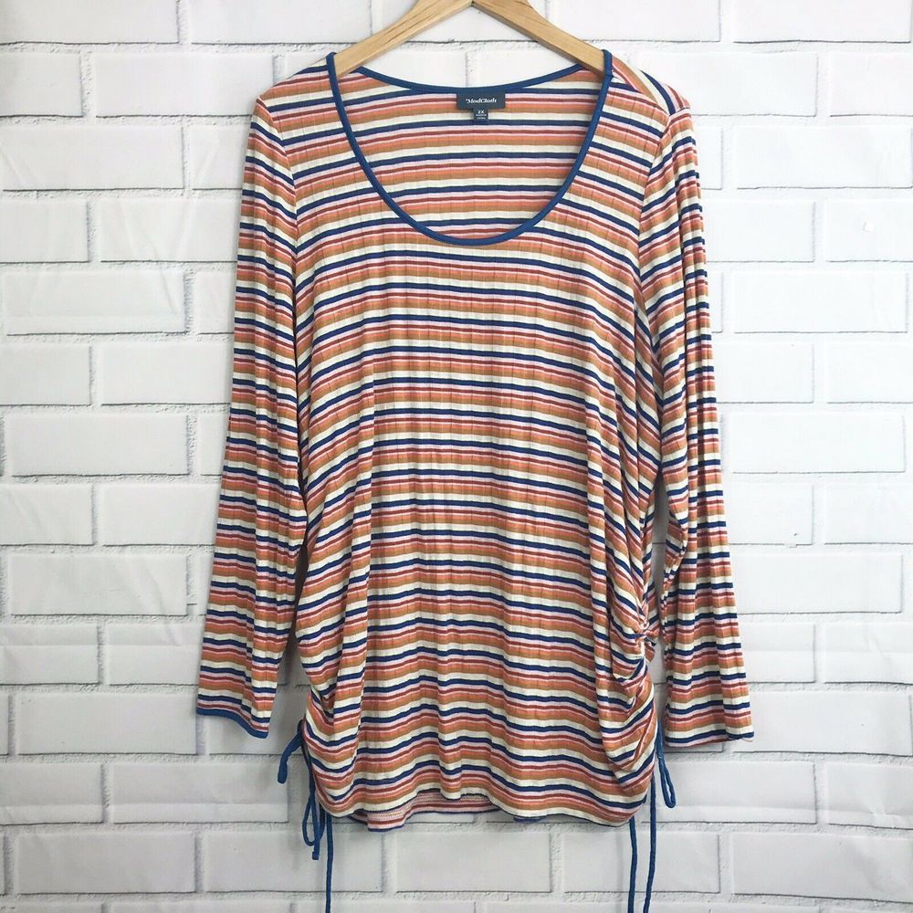 ModCloth Stripe Drawstring Side Plus 3XL Top